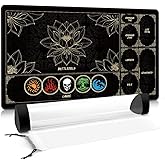 MTG Playmat with Play Zones &ndash; Magic Play mat Card Game Mat for Magic The Gathering, Lotus &amp; Basic Lands Design, 24x14 inch, Stitched Edge, Non-Slip Base with Prismatic Playmat Tube-Colorful Lands