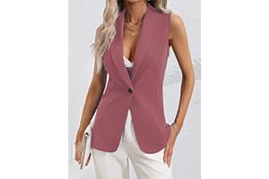 Womens Sleeveless Vest Tops Summer Casual Work Office Lightweight Trendy Blazer with Pockets