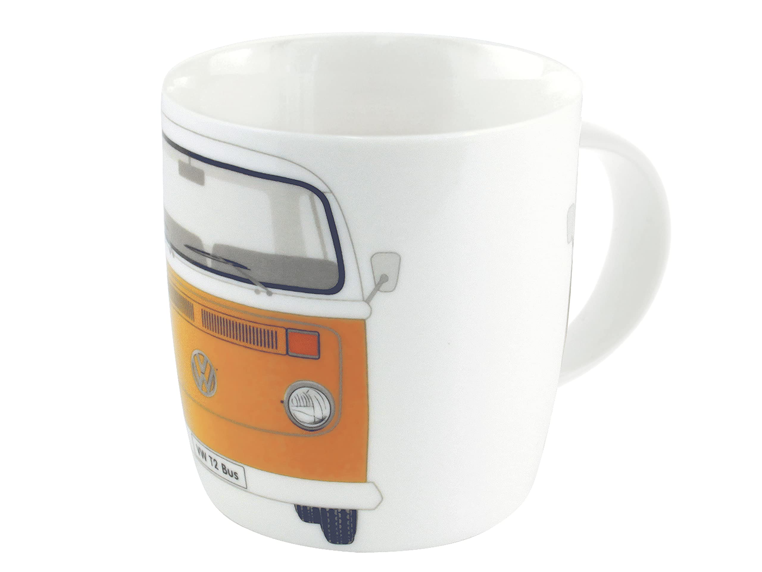 BRISA VW Collection - Volkswagen Large Ceramic Coffee-Tea-Cappuccino Mug Cup in T2 Bus Campervan Design (370 ml/12.5 fl oz/Bus Front/Orange)
