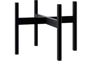FaithLand Mid Century Plant Stand Indoor Outdoor(Plant Pot Not Included), Holds Planters with a Maximum Width of 14 Inch, Metal Planter Stand, Potted Plant Holder, Black - Width Not Adjustable