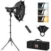 Niceveedi Softbox Lighting Kit, 2700-6500K LED Photography Lighting with 16.5&rdquo; Quick-Release Softbox/Bowens Mount/Cooling System/Remote/Tripod, Video Light for Video Recording/Streaming/Portraits