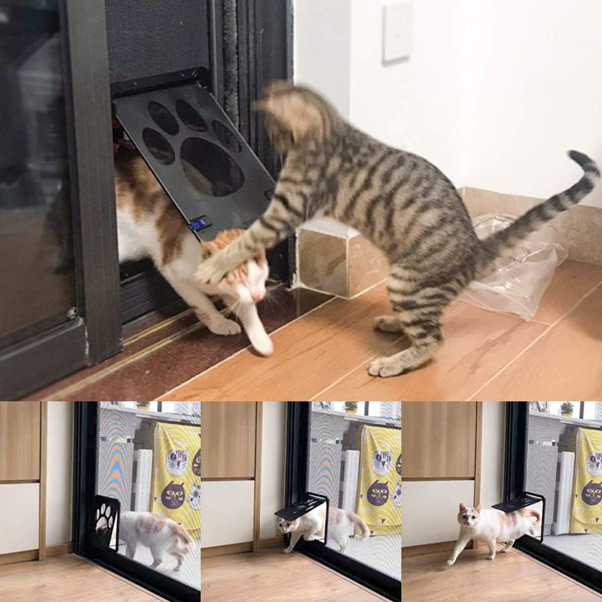 Namsan Cat Screen Door - Inside Size 8.25x10.4 inches Sliding Screen Doggie Door with Magnetic Flap for Exterior Doors Lockable Cat Door : Pet Supplies