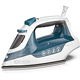 Black+Decker IR06VC Black+Decker Easy Steam Compact Iron, Professional EvenSteam Non-Stick Soleplate, Blue/White, IR06VC, Blu