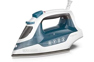 Black+Decker IR06VC Black+Decker Easy Steam Compact Iron, Professional EvenSteam Non-Stick Soleplate, Blue/White, IR06VC, Blu