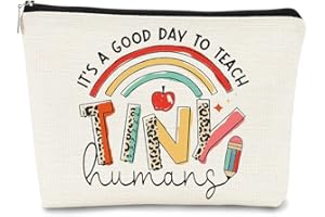BARPERY Teacher Appreciation Gifts, Para Gifts Appreciation,Teacher Makeup Bag Must Haves,It's A Good Day to Teach Tiny Human.