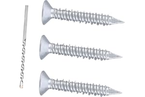 Bobibbi 1/4 x 1-3/4" 410 Stainless Steel Flat Head Tapcon Concrete Screw Anchor, for Anchoring to Masonry, Block or Brick (50Pcs/Box)
