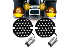 HONLEEX DC/AC 9-36V 3 1/4 inch Rear LED Turn Signals Flat Style 1156 Base Amber Light Compatible for Harle y/S oftail/R oad K