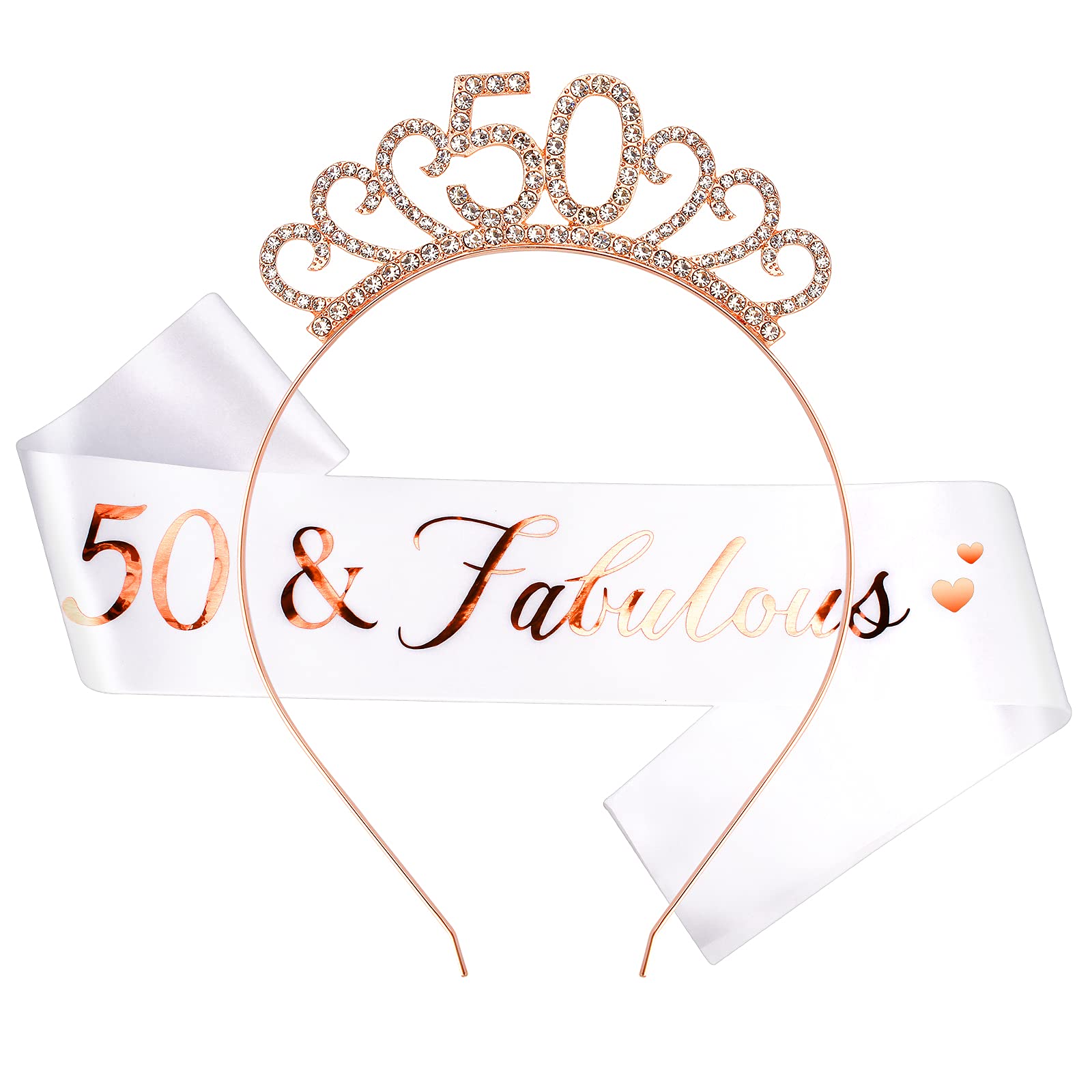 CIEHER Gifts for Women, 50 & Fabulous Sash and Tiara Set, Decorations , Sash and Crown Turning 50 Birthday Party Supplies Favors
