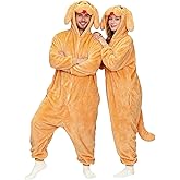 ANPRWZ Golden Retriever Dog Costume Adult, Womens Onesie Pajamas, Halloween Costume, Animal Onesie for Women men