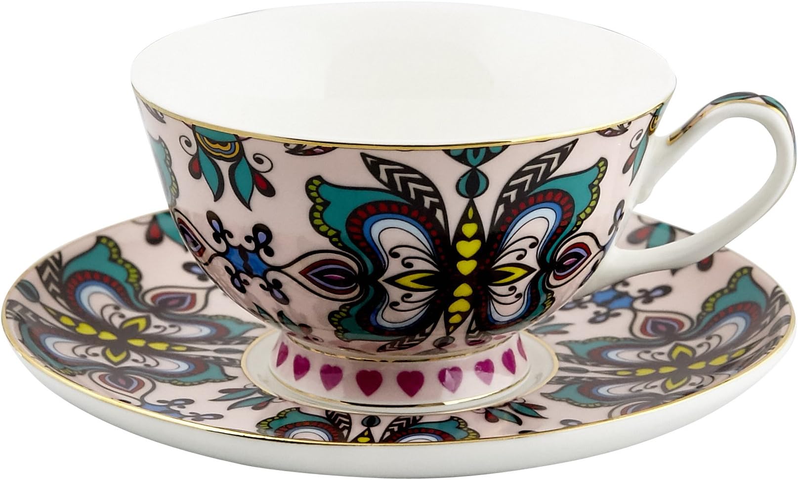 Pretty Little Teacups Cup and Saucer Set Pink Butterflies in Gift Box