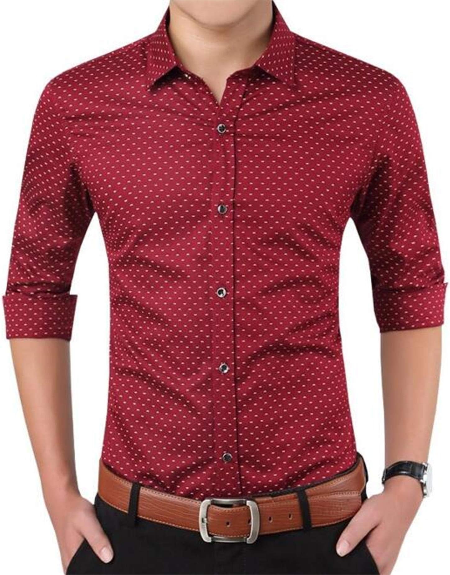 AIYINO Mens Slim Fit Long Sleeve Plaid Printings Business Checked Shirt