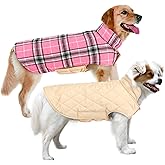 MIGOHI Reversible Dog Jacket, Windproof Waterproof Winter Coat for Cold Weather, British Style Plaid Warm Dog Vest, Pink, S