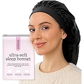 Cobana Adjustable Satin Sleep Bonnet – Silk Bonnet & Double-Lined Night Cap for All Hair Types – Soft, Slip-Resistant Hair Wrap for Sleeping (Black)