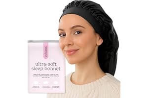 Cobana Adjustable Satin Sleep Bonnet – Silk Bonnet & Double-Lined Night Cap for All Hair Types – Soft, Slip-Resistant Hair Wrap for Sleeping (Black)