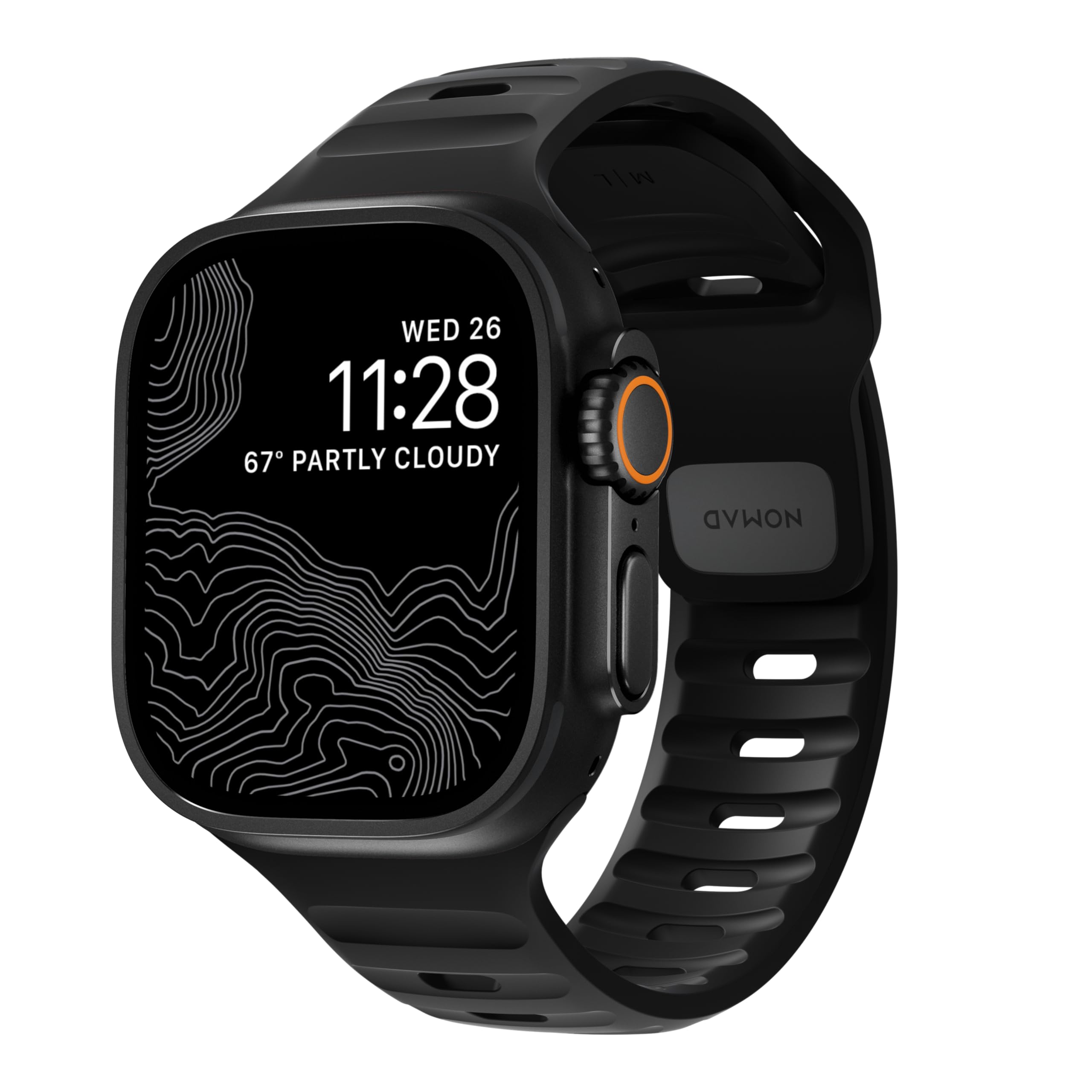 NOMAD Sport Band V2 | Unisex, Sport Loop Watch Band | Fluororubber, Black, 22mm, 42/44/45/49mm, Waterproof