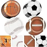80 PCS Sports Birthday Party Decor, Sports Themed Plates Napkins Basketball Football Soccer Baseball Rugby Disposable Tableware Set for Baby Shower Boy Birthday Christmas Party Supplies (Serves 40)