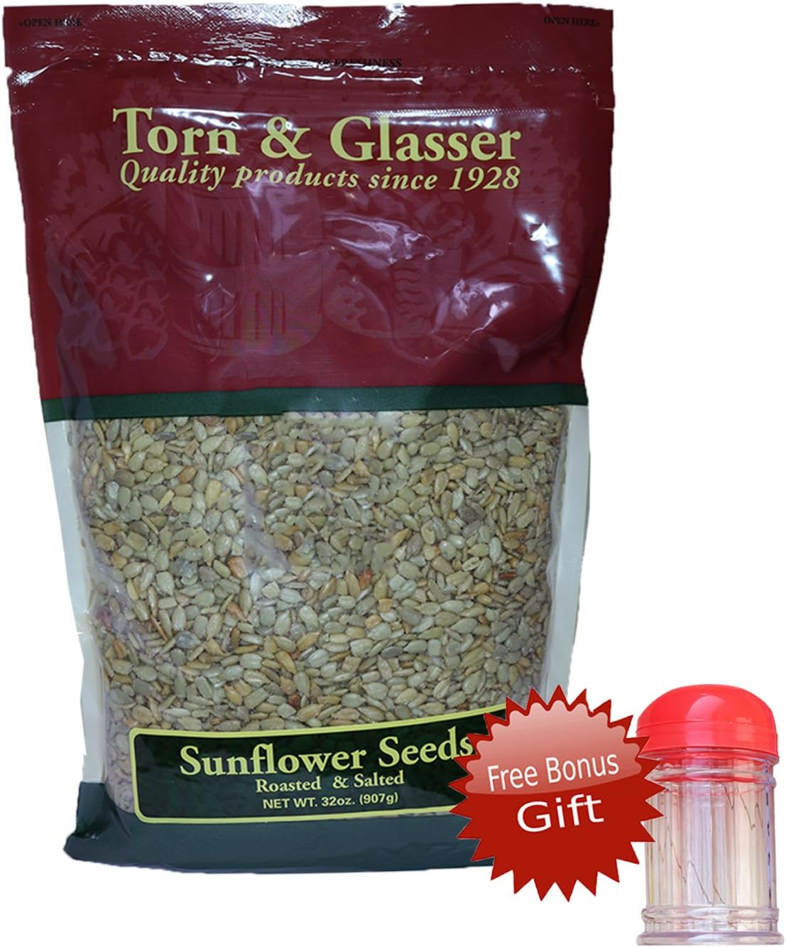 Torn & Glasser Sunflower Seeds, Roasted & Salted – 32oz FREE Bonus Gift!) (1 Pack)