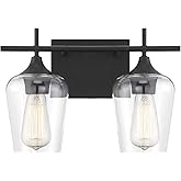 Savoy House 8-4030-2-BK Octave Contemporary Bohemian Clear Glass Bathroom Vanity Wall Light, 2-Light 120 Total Watts, 10" H x
