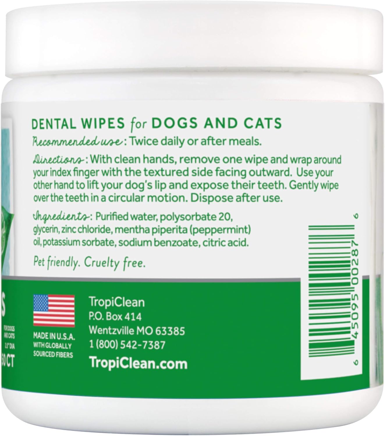 Fresh Breath by TropiClean No Brushing Clean Teeth Dental & Oral Care Dental Wipes for Pets, 50ct : Pet Supplies