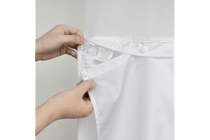 N&Y HOME Waterproof Fabric Snap in Shower Curtain Liner Replacement with Magnets 70" x 54" - Removable & Detachable to Wash - White, 70x54