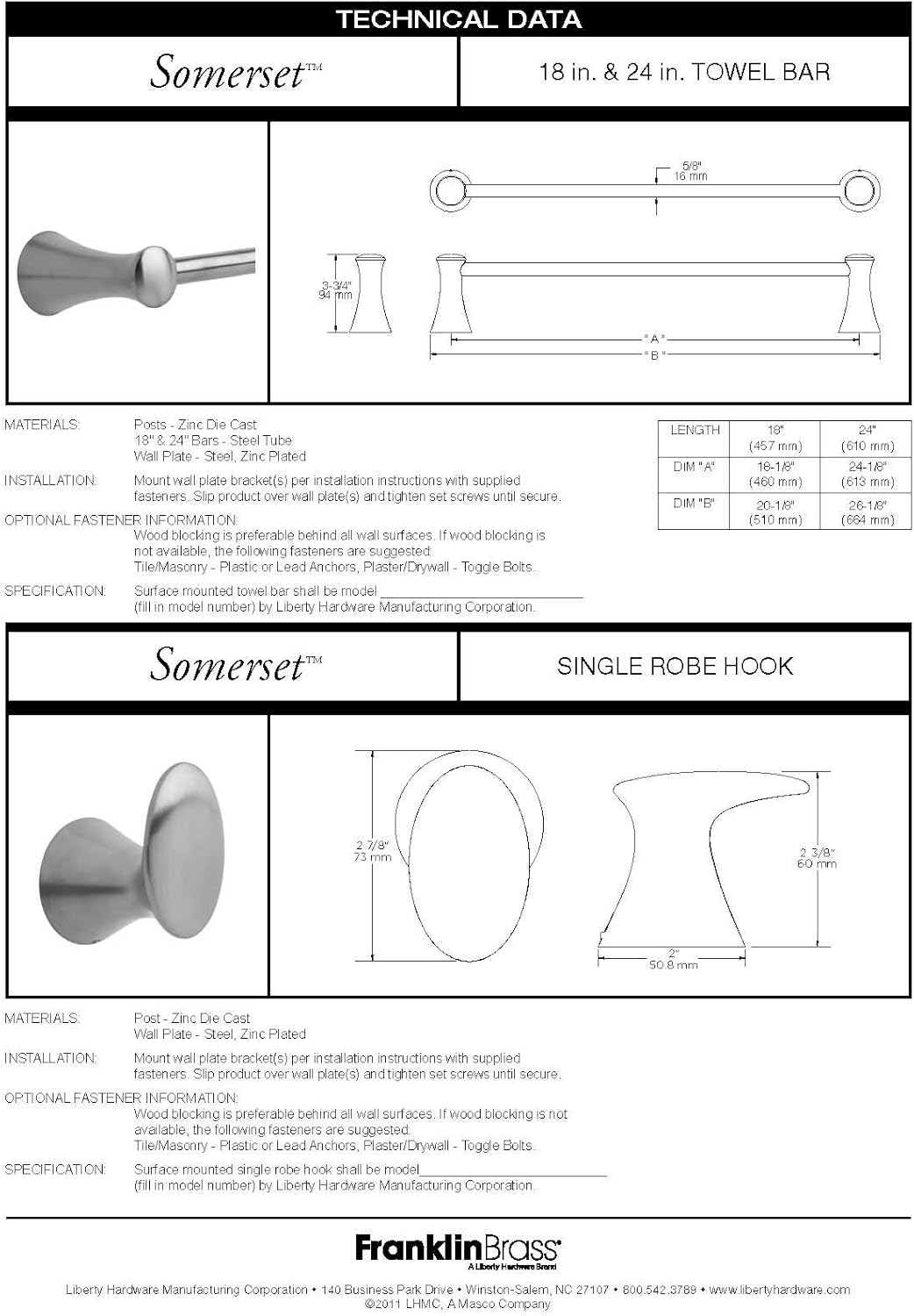 Franklin Brass Bath Accessories 139570 Somerset Bathroom Sets, 24" Towel Rack Bar, Satin Nickel: Home Improvement