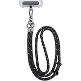 Little Fire Craft Phone Lanyard Universal Cell Phone Strap Crossbody Strap for iPhone Lanyard Around the Neck Extra Long Rope with Tether Tab for Men and Women (Black Reflective)