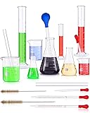 18 Pieces Lab Glassware Set Beaker Flask Cylinder