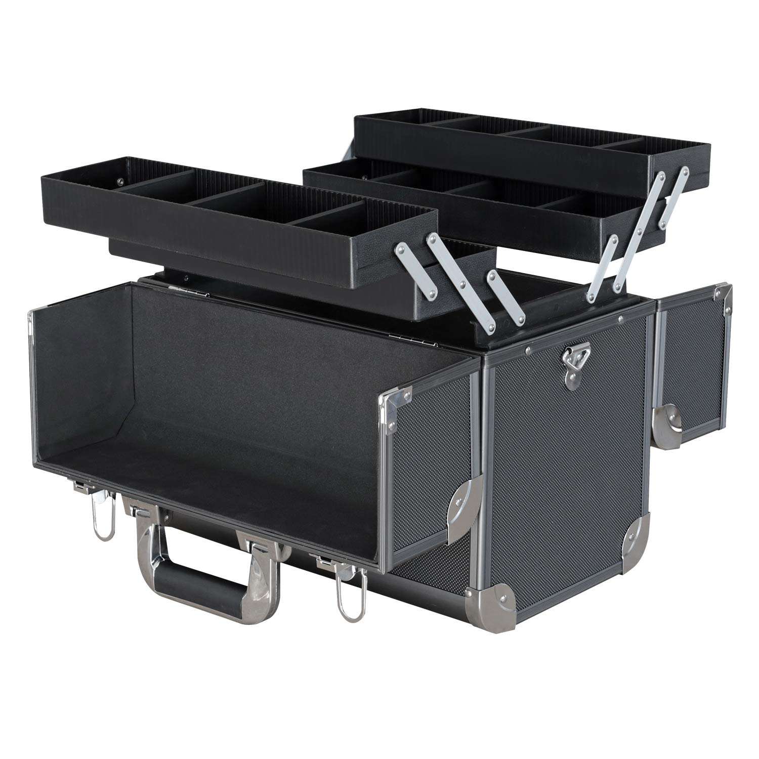 HMF 14902-02 Tool case empty, aluminium fishing box, individual partitions, 36,5 x 35 x 22 cm
