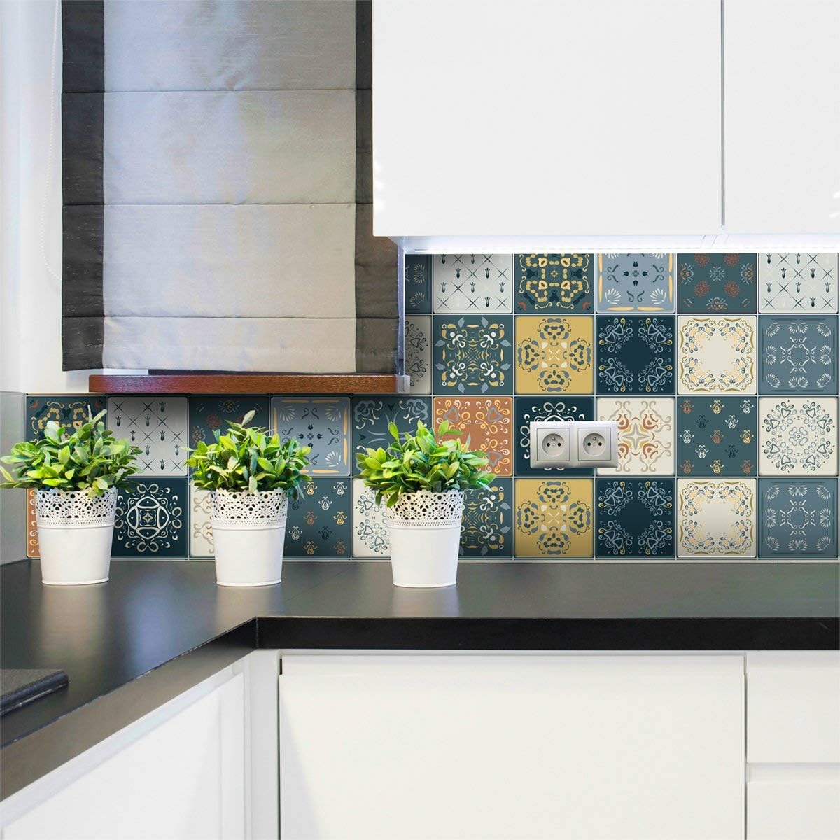 Ambiance Sticker Self-Adhesive Decorative Wall Decal Cement Tile for Bathroom and Kitchen Río Cuarto - Pack of 9 Stickers of 20 x 20 cm - Image 3