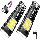RECHOO Flat EDC Flashlight Rechargeable, 8-Mode Slim Pocket Flashlight with Magnetic Base &amp; Clip, Lightweight Mini Rechargeable Flashlights for Home, Work, Camping, Car Repair &amp; Emergencies