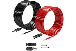 Jamgoer 30FT 10AWG Solar Panel Extension Cable with Male and Female Connectors with Extra Free Connectors and Solar Connector