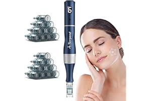 SERGAND Professional Cordless Microneedling Pen with 20 Replacement Cartridges - Adjustable Micro Needling Professional Microneedle Machine,6pcs 16pin+6pcs 36pin+6pcs 42pin+2pcs Nano-Dark Blue