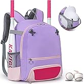 KAVIGOR 2026 Youth Baseball & Softball Bag | Ultra-Light Tball Backpack with Shoe Compartment & Helmet Holder | Skin-Soft Fabric
