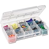 Akro-Mils 05805 Plastic Portable Parts Storage Case for Hardware and Crafts with Hinged Lid and 4 Adjustable Dividers, (11-In