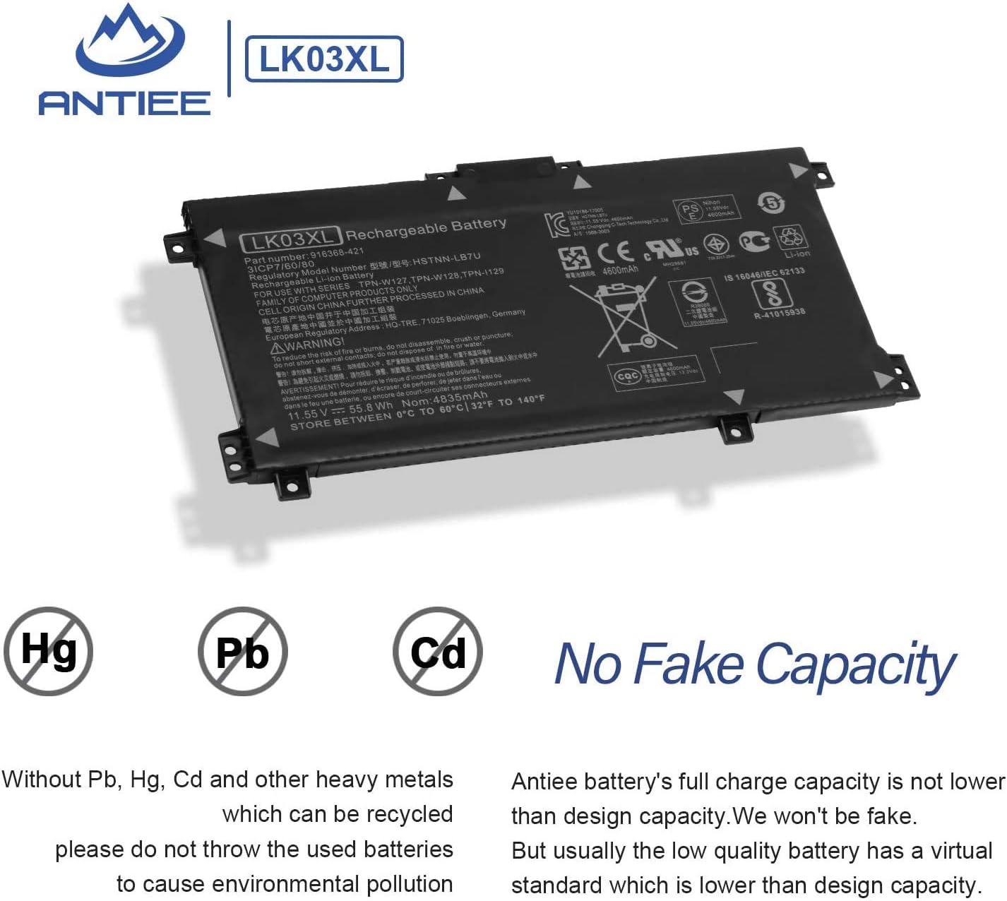 ANTIEE LK03XL Laptop Battery for HP Envy X360 Convertible 17-AE 17M-AE 17T-AE 17-BW 17M-BW 17-CE 17M-CE 17T-CE 17T-BW 15-BP 15M-BP 15-BQ 15M-BQ 15M-CP 15M-CN0XXX L09281-855 916814-855 - Image 5