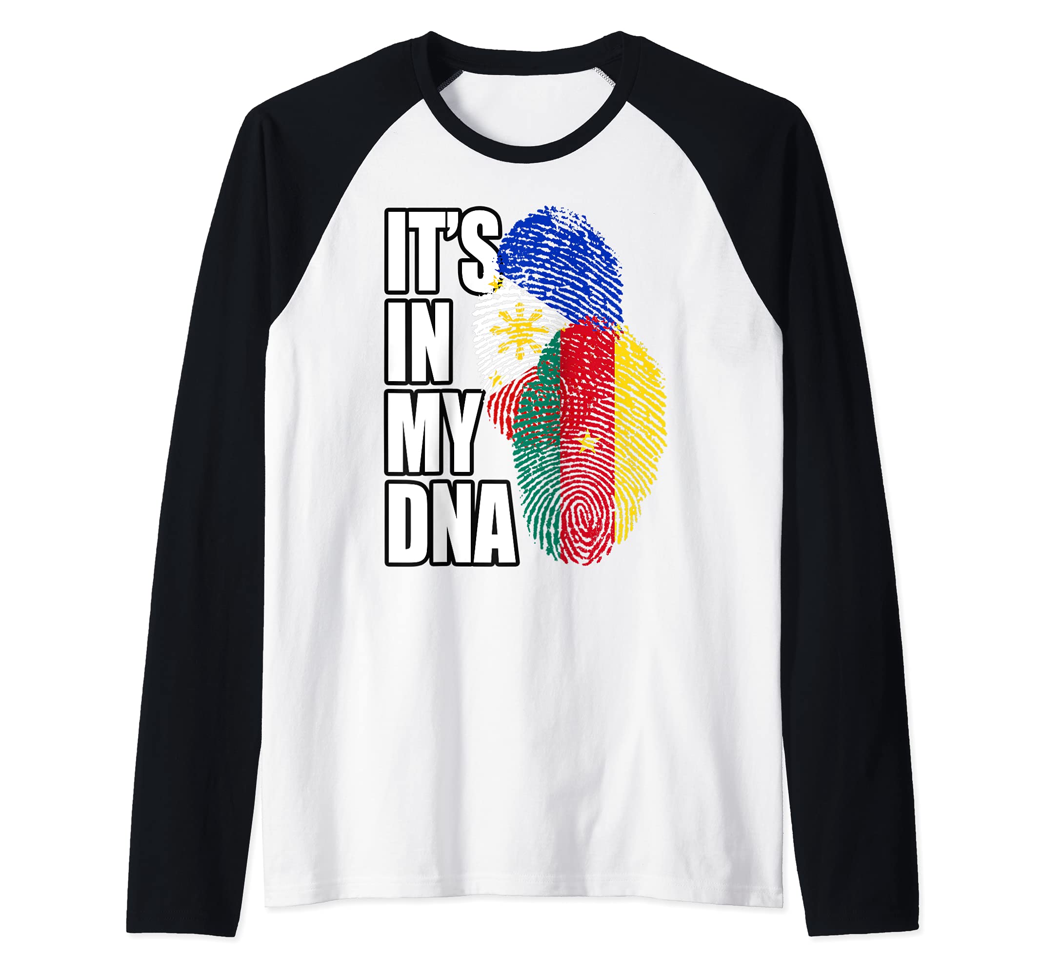 Cameroon And Filipino DNA Mix Flag Heritage Raglan Baseball Tee