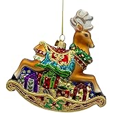 Kurt Adler 5.5" Bellissimo Glass Rocking Deer Ornament.