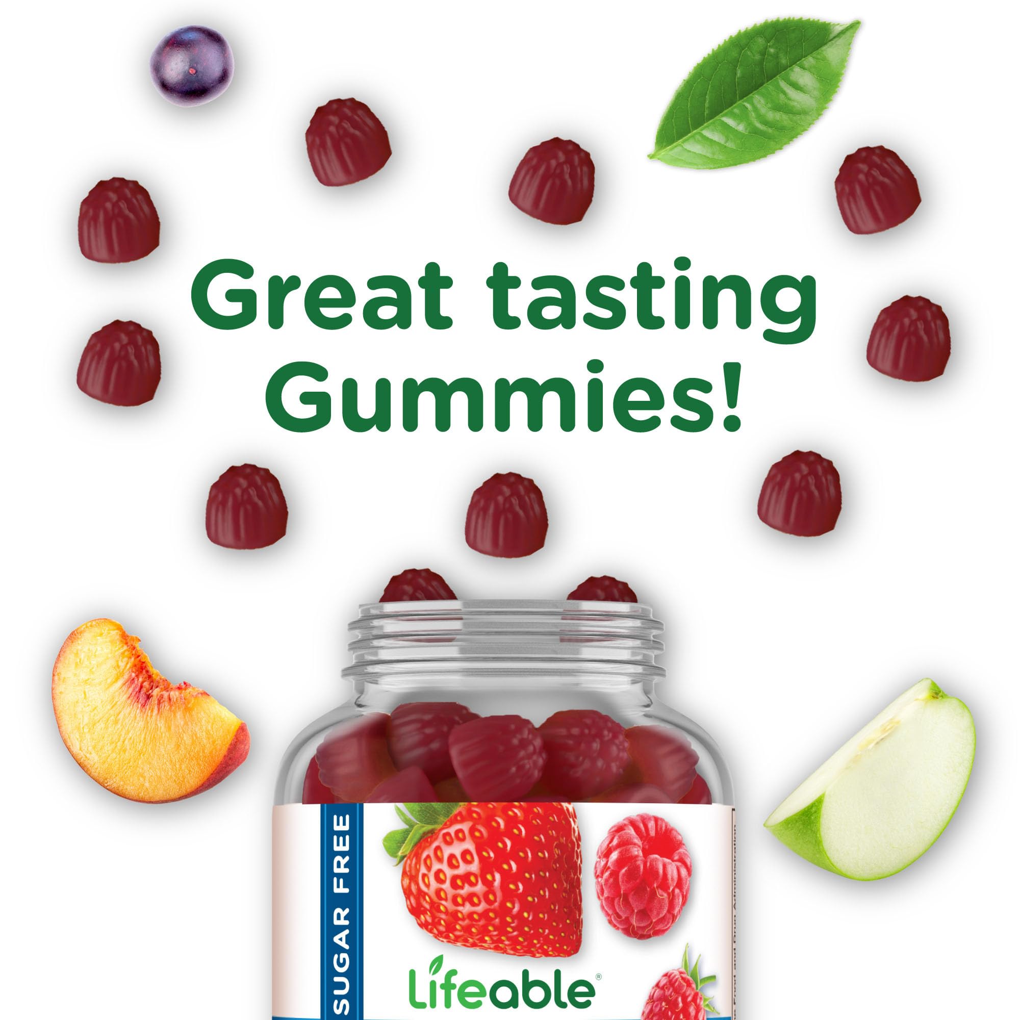 Lifeable Sugar Free Fiber Gummies for Adults | 4g | Great Tasting Fiber Supplement Gummies | Keto Friendly, Gluten Free, Vegan, Non GMO Prebiotic Fiber | for Digestive Health | 90 Gummies
