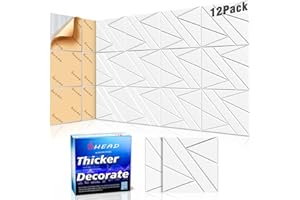 BSHEAD 12 Pack Self-Adhesive Soundproof Wall Panels, 12 x 12 x 0.47 In Sound Proof Foam Panels for Walls, 1.2lb/ft³ High Density, Thicker 0.47in, Acoustic Panels, Noise Dampening Panels Studio White