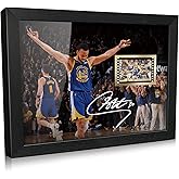 ORIMAMI Gifts for Basketball Player Stephen Curry Fans,Sport Superstar Picture Desktop Framed Photo 8x6 Inches with Printed Signed and 1x35mm Film Mini Cell Display