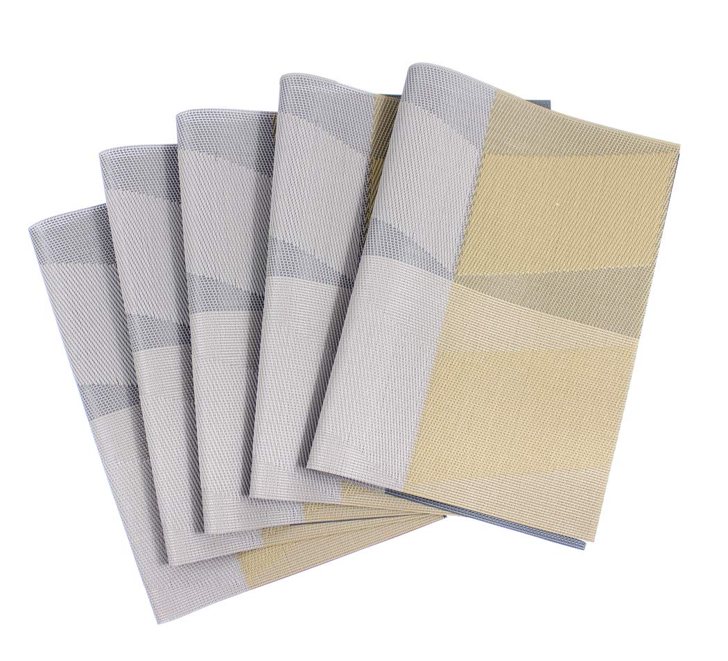 Hillento Placemats, Table Mats, Placemat Non-Slip Washable Coffee Mats, Heat Resistant Kitchen Tablemats for Dining Table, Set of 6, Grey