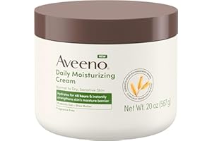 Aveeno Daily Moisturizing Cream with Prebiotic Oat & Shea Butter for Body, Face & Hands Moisturizer Cream, Hydrates Normal to Dry, Sensitive Skin, Fragrance Free, Non-Comedogenic, 20 oz