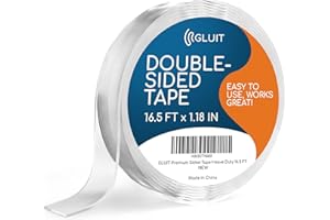 GLUIT New Double Sided Tape Heavy Duty 17.5 lbs Reusable Adhesive Removable Washable Multipurpose Mounting Tape Gel Grip Tape Carpet Tape for Home Office Kitchen Car Poster 16.5FT