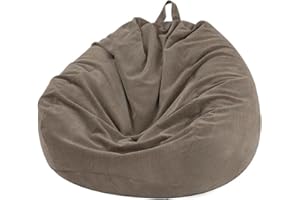 Nobildonna Bean Bag Chair Cover (No Filler) for Kids and Adults,Beanbag Stuffed Animal Storage Without Filling Plush Toys Holder and Organizer Soft Premium Corduroy 200L (Light Brown)