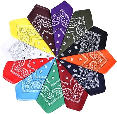 Aomig Bandana Head Scarf 12 Pack Pirate Triangle Multi-use Unisex Headwraps