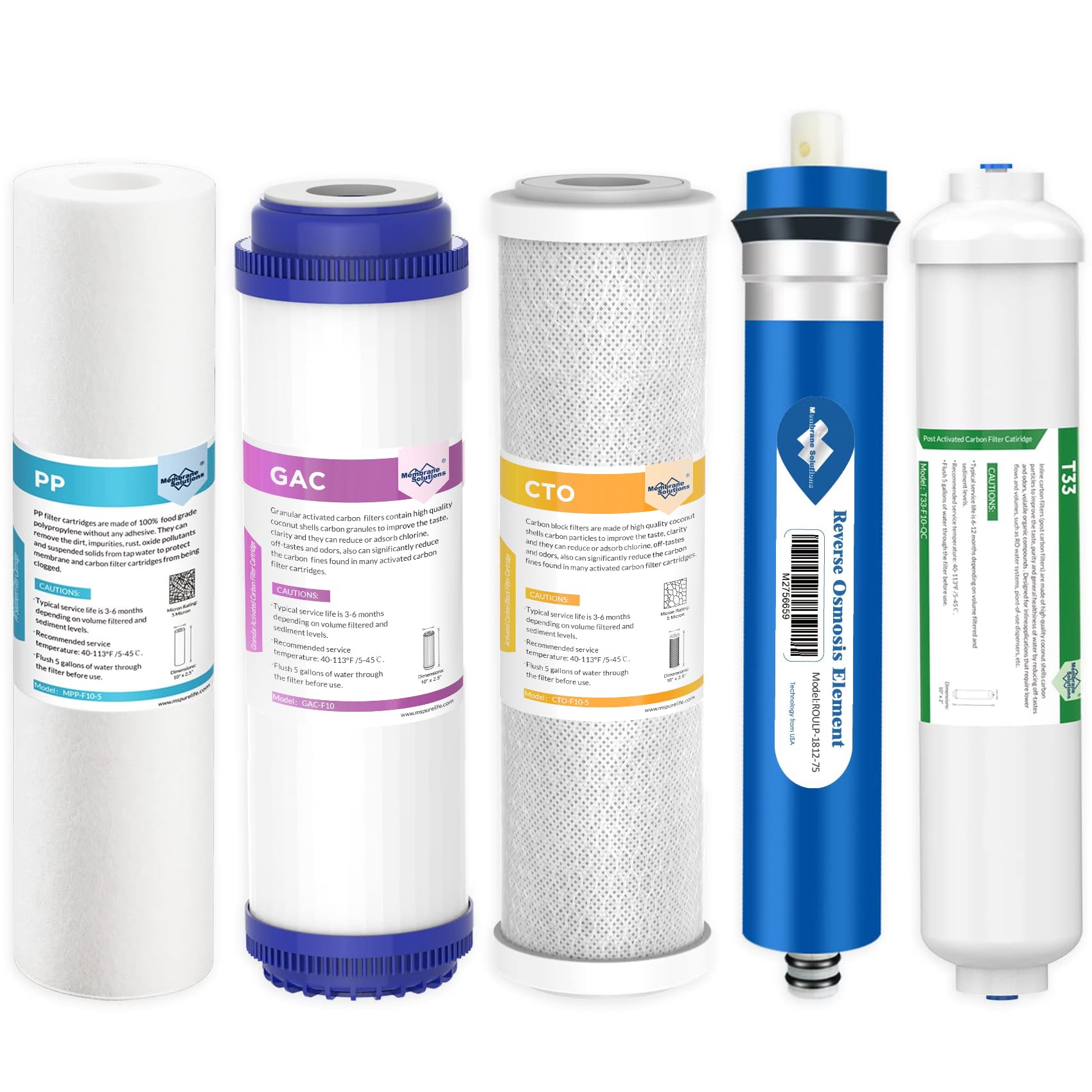 Photo 1 of Membrane Solutions Reverse Osmosis Filter Replacement, 75 GPD Complete Replacement Filter Set For Under Sink 5-Stage Reverse Osmosis Replacement Water Filter System