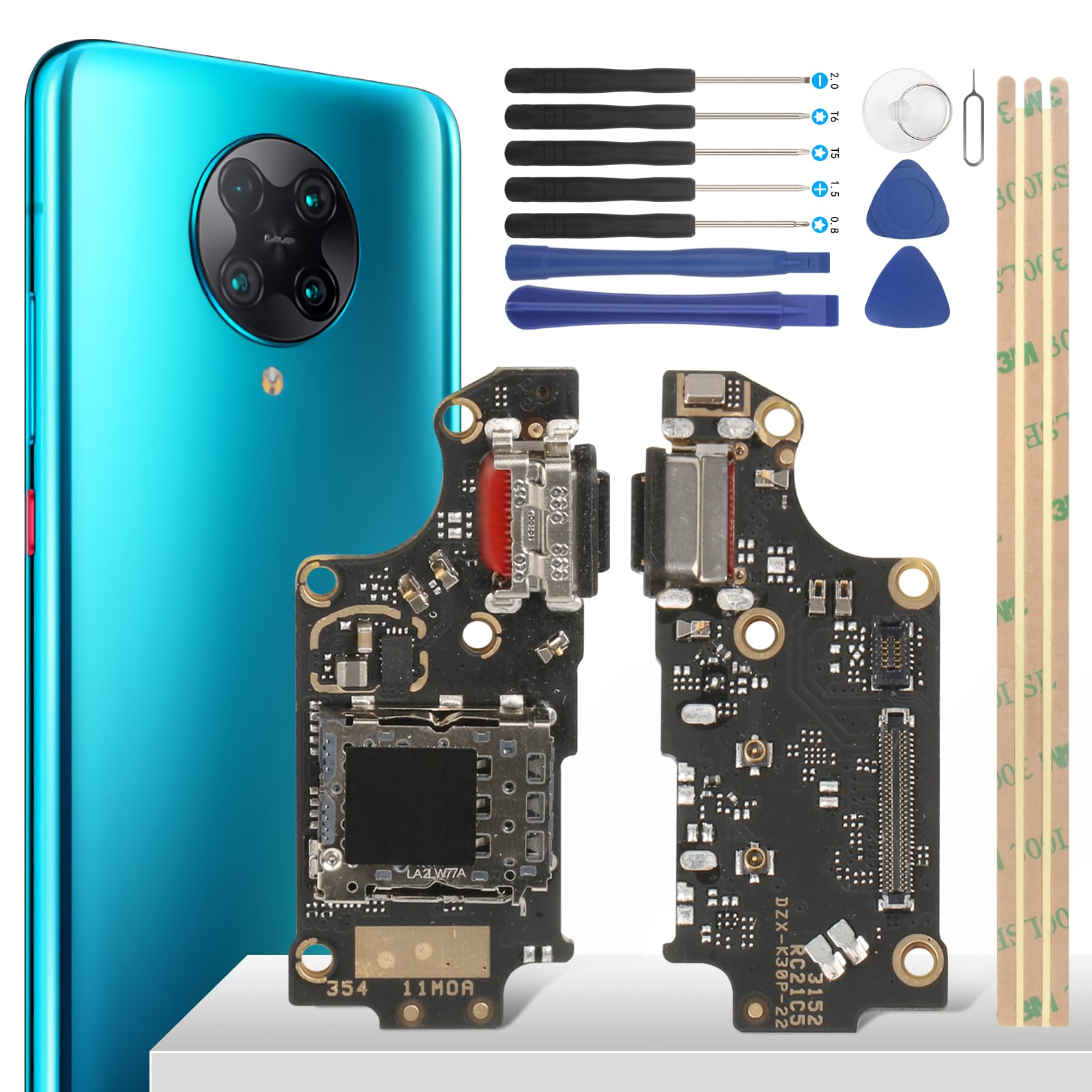 YHX-OU 6.67 Inch Charging Socket for Xiaomi Poco F2 Pro M2004J11G Dock Connector Port Charger Charging Port Microphone Audio Jack Flex Cable + Installation Tool