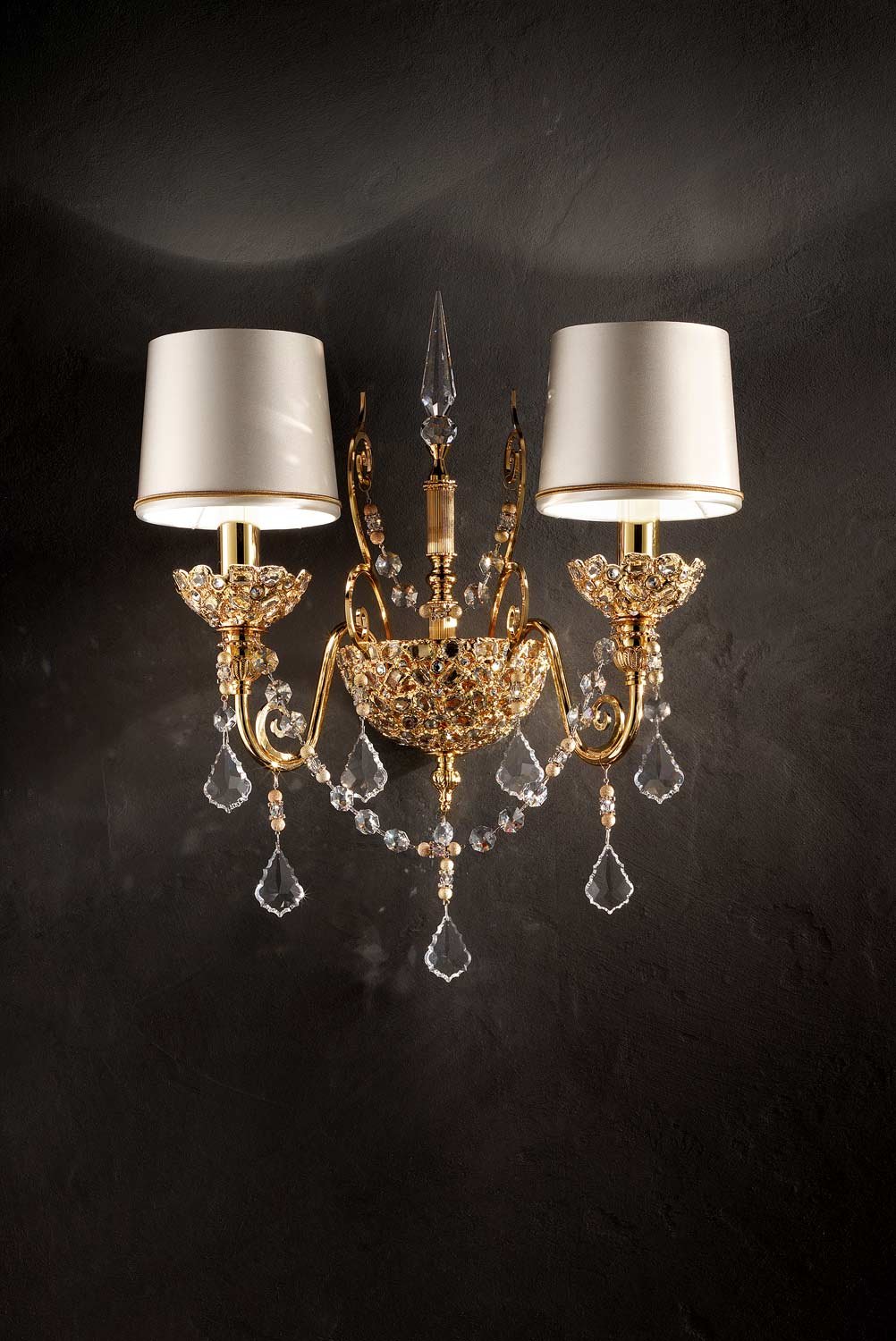 masiero aplique Imperials 12 Gold Plated a mano, Made in Italy, Made with Crystal garlands