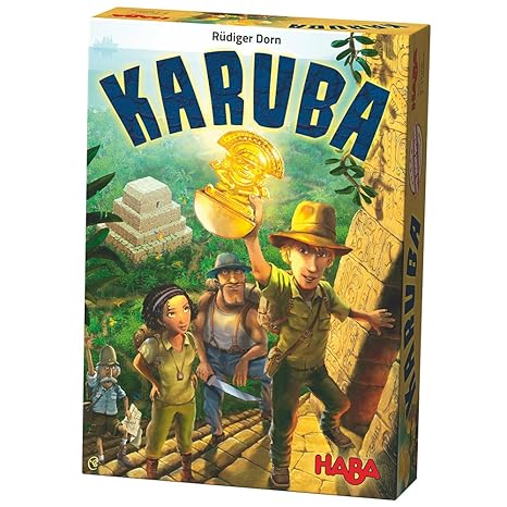 Haba 300932 - Karuba, Strategie- und Brettspiel für die ganze Familie, ein fesselndes Legeabenteuer für 2-4 Schatzjäger ab 8 