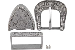 GLOGLOW 3Pcs Buckle Set, Alloy Cowboy Floral Engraved Buckles for Men Women, 25mm Inner Diameter, Perfect for Belt Making and